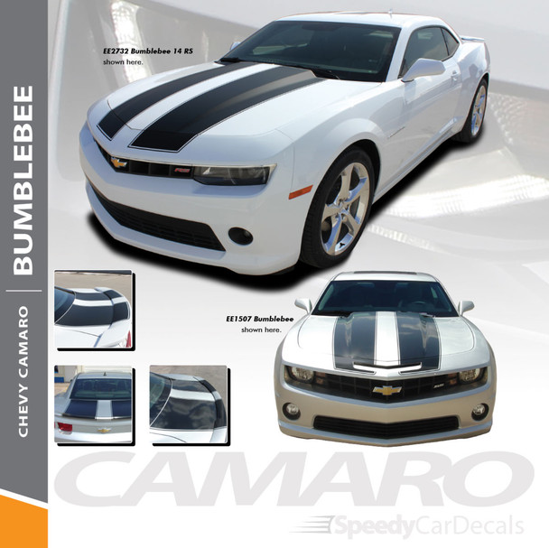 BUMBLEBEE 14 : 2014-2015 Chevy Camaro Transformers Style Hood Vinyl Graphics Racing Stripes Kit for V6 Coupe Models