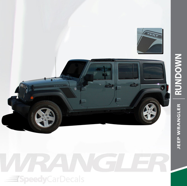 RUNDOWN : 2007-2017 Jeep Wrangler Hood to Fender Vinyl Graphics Decal Stripe Kit