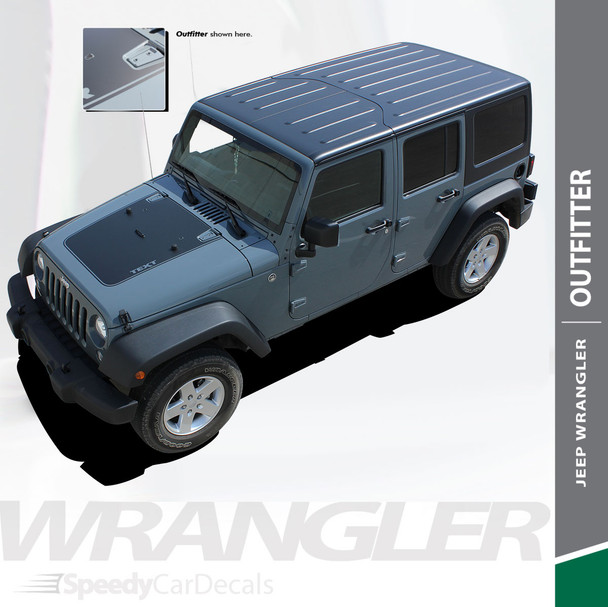 OUTFITTER : 2007-2017 Jeep Wrangler Hood Blackout Vinyl Graphics Decal Stripe Kit