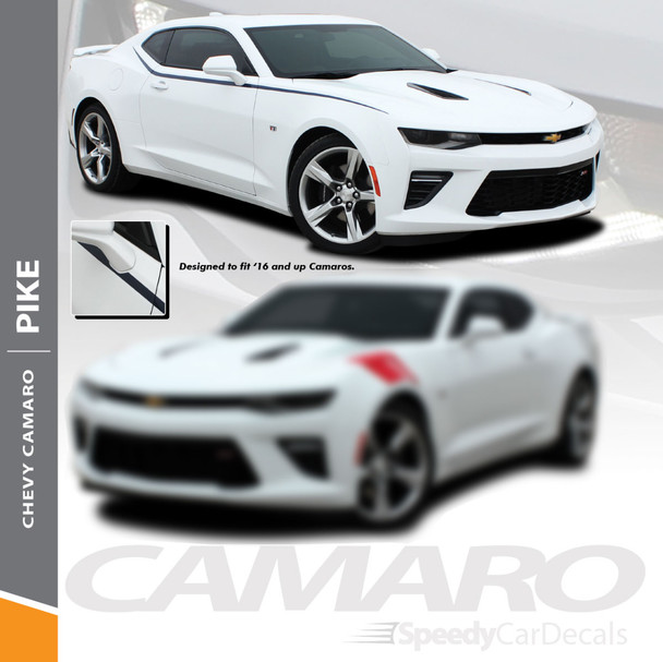 Camaro Decals Stickers PIKE Side Decals Fender Stripe Graphics 2016-2018 Wet and Dry Install