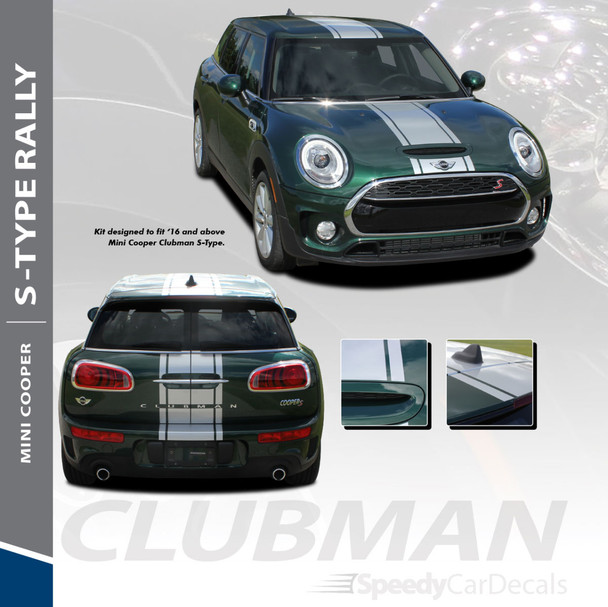 CLUBMAN S-TYPE RALLY : 2016-2018 Mini Cooper Rally Hood Stripes Vinyl Graphics Kit