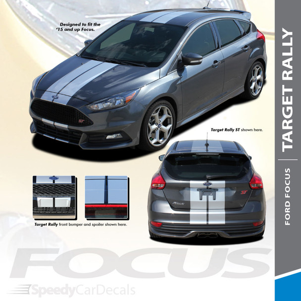 TARGET RALLY : 2016-2018 Ford Focus Racing Stripes Vinyl Graphics Decals Kit