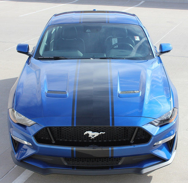 HYPER RALLY | 2018-2023 Ford Mustang Center Matte Black Stripes