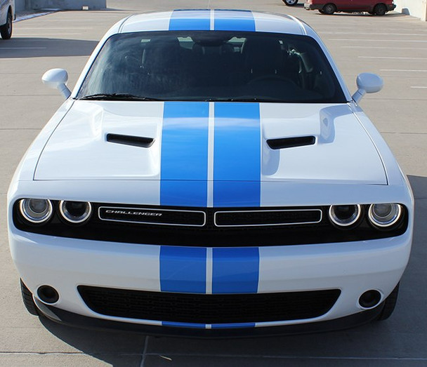 Front of white NEW! RT, Hellcat, Scat Pack Dodge Challenger Rally Stripes 2015-2023