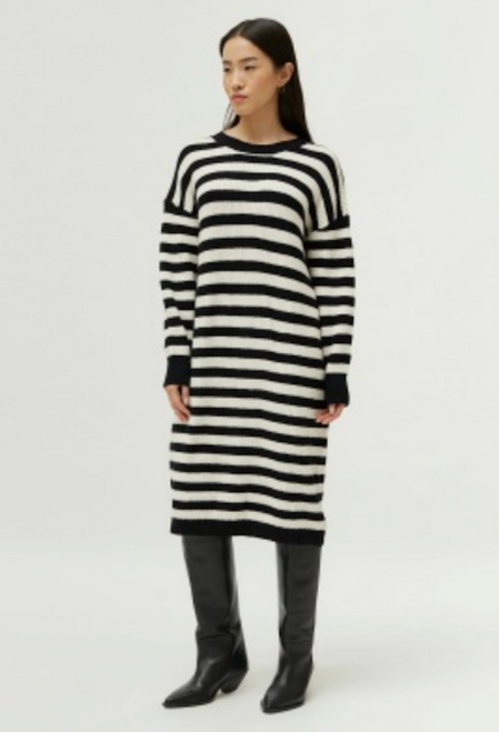 Striped Sweater Dress in Black/White