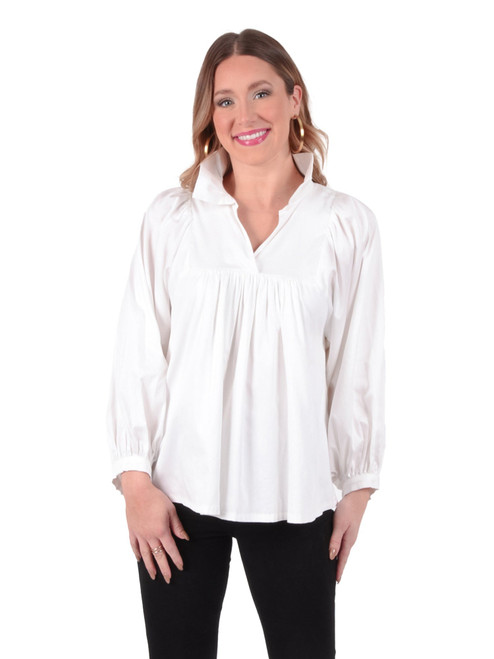 Stella Top in White Cotton Poplin