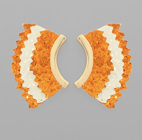 Glitter Wing Earrings-Orange