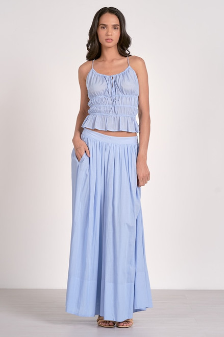 Vira Midi A-line Skirt in Light Blue