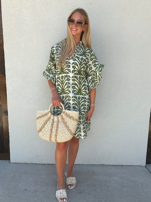 Soleil Mini Dress in Grass Ikat Soleil Mini Dress in Grass Ikat
