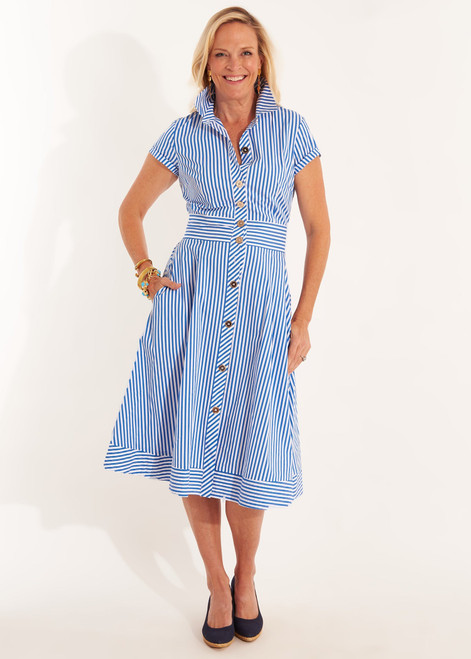 Milan Dress in Blue Stripe