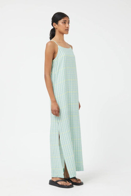 Long Checked Dress in Green Summer