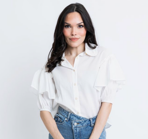 Puff Sleeve Top in White