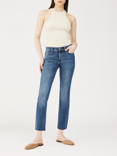 Mara Straight Mid Rise Instasculpt Ankle Jeans in Chancery