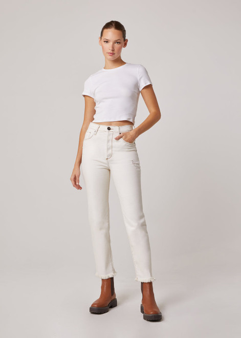 Olivier High Rise Crop in Off White