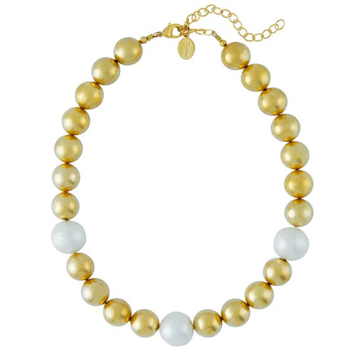Gold Balls & Cotton Pearl Necklace