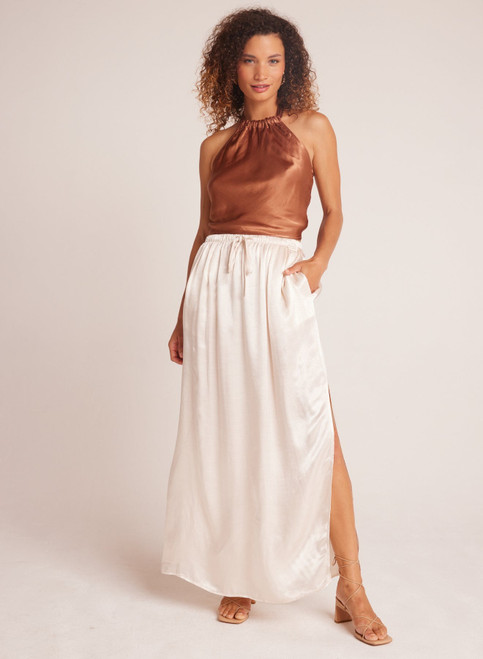 Pleat Front Maxi Skirt in Playa Sand