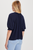 Ruffle Placket Peasant Blouse in Navy