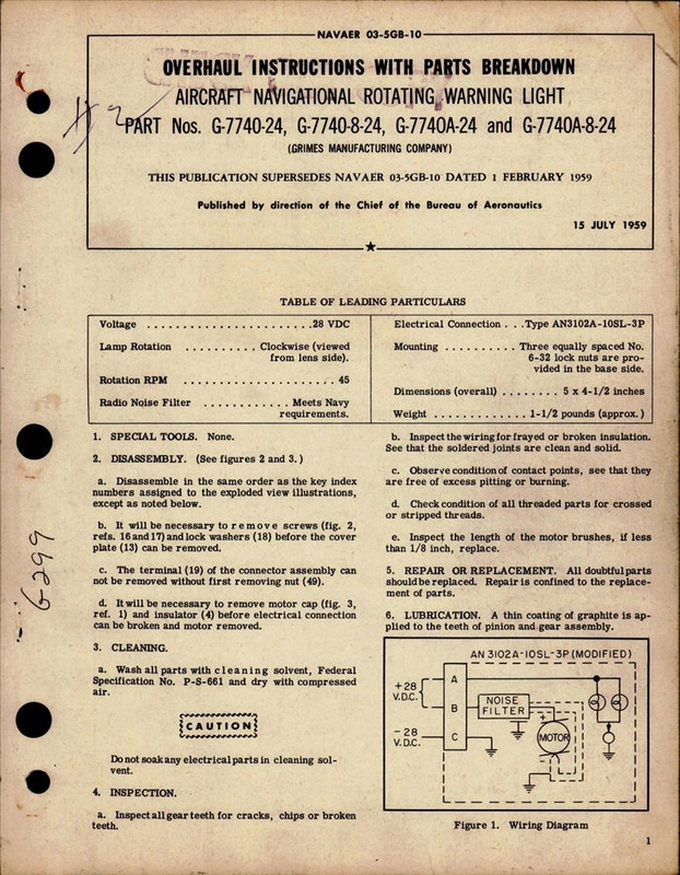 Overhaul Instructions with Parts for Navigational Rotating Warning