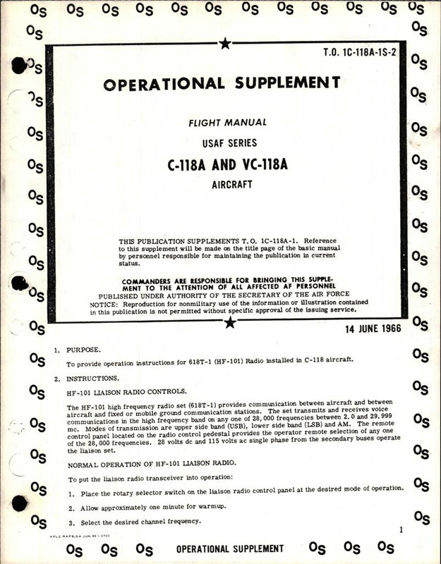 Operational Supplement to Flight Manual for C-118A and VC-118A  [aug11dc6jben4] AirCorps Library