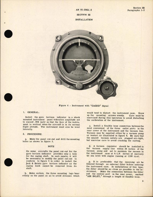 Operation, Service, & Overhaul Instructions with Parts Catalog for Type AN  5736-1 F.S.S.C. 88-I-1350 Gyro Horizon Indicator