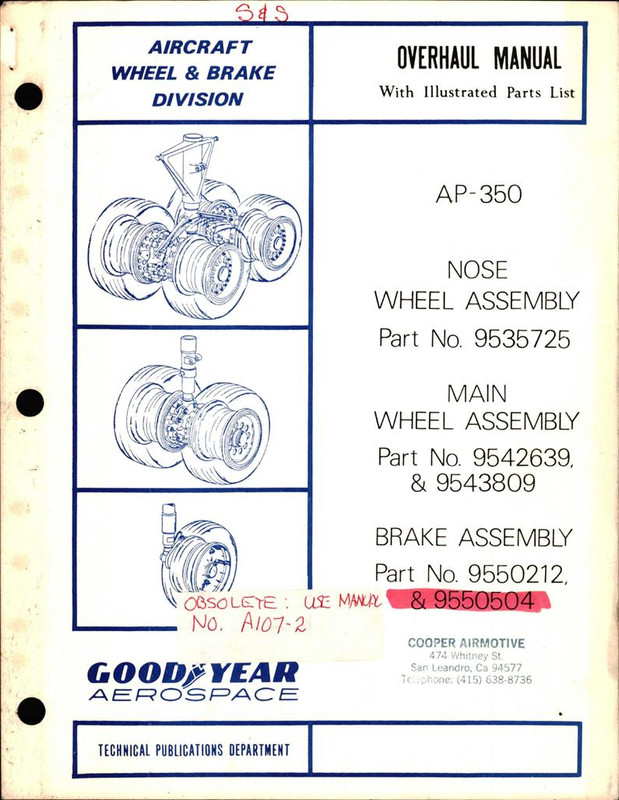 Overhaul Manual with Illustrated Parts List for Nose Wheel, Main