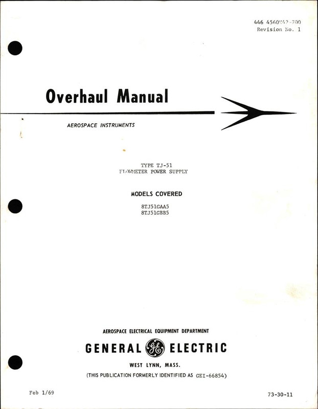 Overhaul Manual for Flowmeter Power Supply - Type TJ-51 - Models
