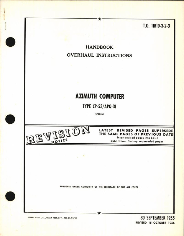 Overhaul Instructions for Azimuth Computer Type CP-35/APQ-31 - AirCorps  Library