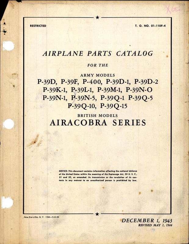 Parts Catalog for the P-39 - AirCorps Library