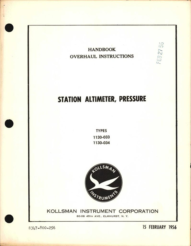 Kollsman Instruments Altitude Alert Device Computer Overhaul Manual Wi —  Essco Aircraft