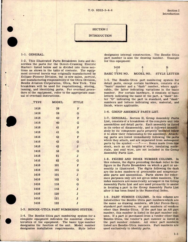 Illustrated Parts Breakdown for Direct Cranking Electric Starters 1416 Series AirCorps Library