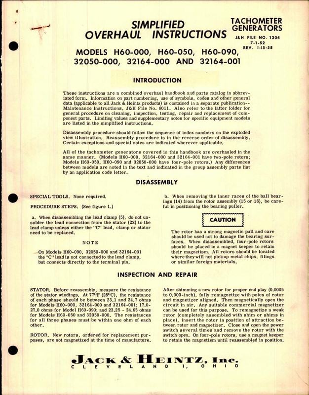 Overhaul Instructions for Tachometer Generators - AirCorps Library