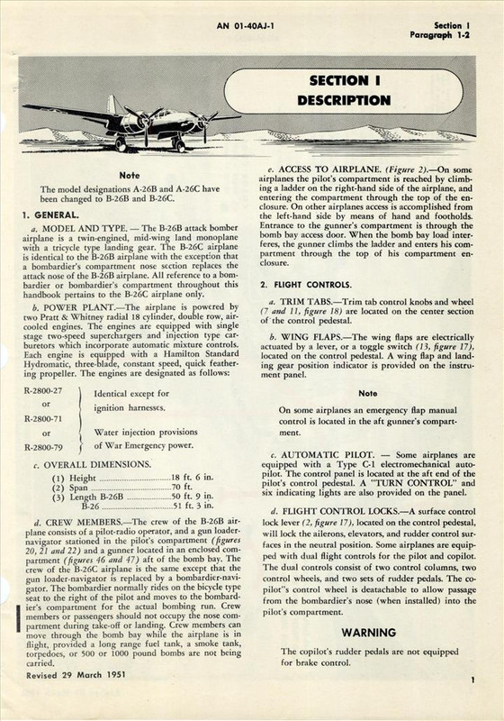 Flight Operating Instructions for B-26B, B-26C, and JD-1
