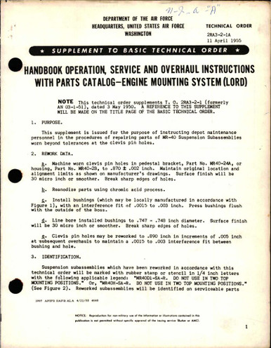 Supplement to Operation, Service and Overhaul Instructions with Parts ...