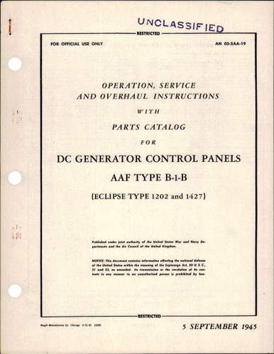 Operation, Service and Overhaul Instructions with Parts Catalog for DC ...
