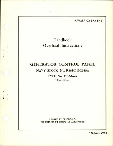 Overhaul Instructions for Generator Control Panel - Type 1202-16-A ...