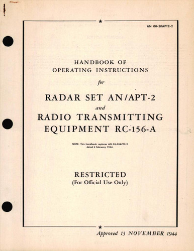 Operating Instructions for Radar Set AN/APT-2 and Radio Transmitting ...