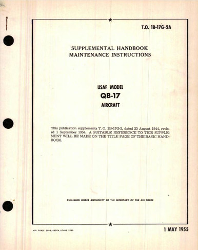 1B-17G-2A, Supplement, Maintenance Instructions for USAF Model QB-17 ...