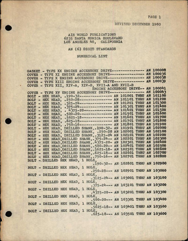 Numerical List of AN (6) Digit Standards - AirCorps Library