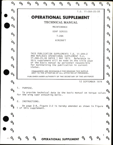 Operational Supplement to Technical Manual of Maintenance for USAF ...