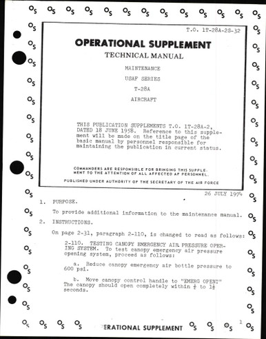 Operational Supplement to Technical Manual of Maintenance for USAF ...