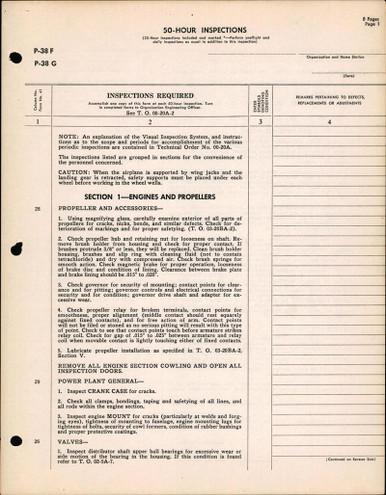 50 Hour Inspections for P-38F and P-38G - AirCorps Library