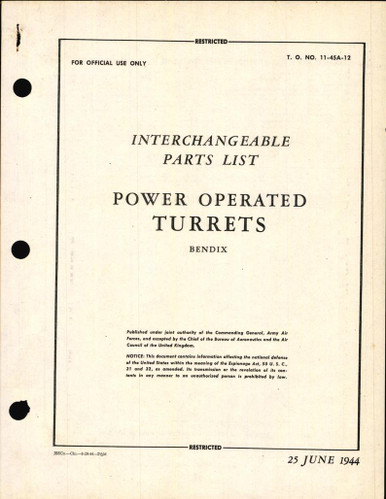 Interchangeable Parts List for Bendix Power Operated Turrets - AirCorps ...