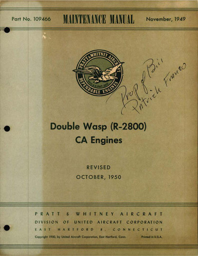 Double Wasp R-2800 CA Engine Maintenance Manual - Pratt & Whitney