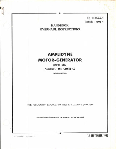 Overhaul Instructions for Amplidyne Motor-Generator Model Nos