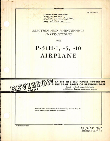 Erection and Maintenance Instructions for P-51H-1, -5, and -10 ...