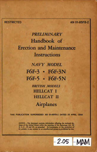 Erection And Maintenance For F6f 3 F6f 3n F6f 5 And F6f 5n Aircorps Library Erection And Maintenance For F6f 3 F6f 3n F6f 5 And F6f 5n Aircorps Library