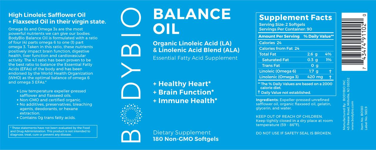 Bodybio/E-Lyte Balance Oil 180 caps 