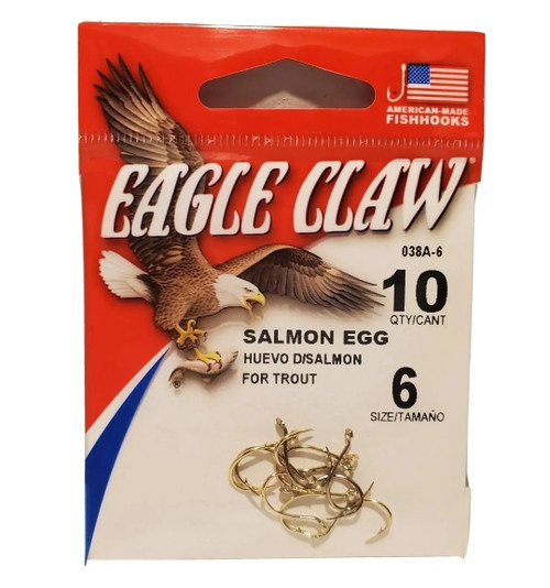 Eagle Claw Size 10 Salmon Egg Hooks 6 ct