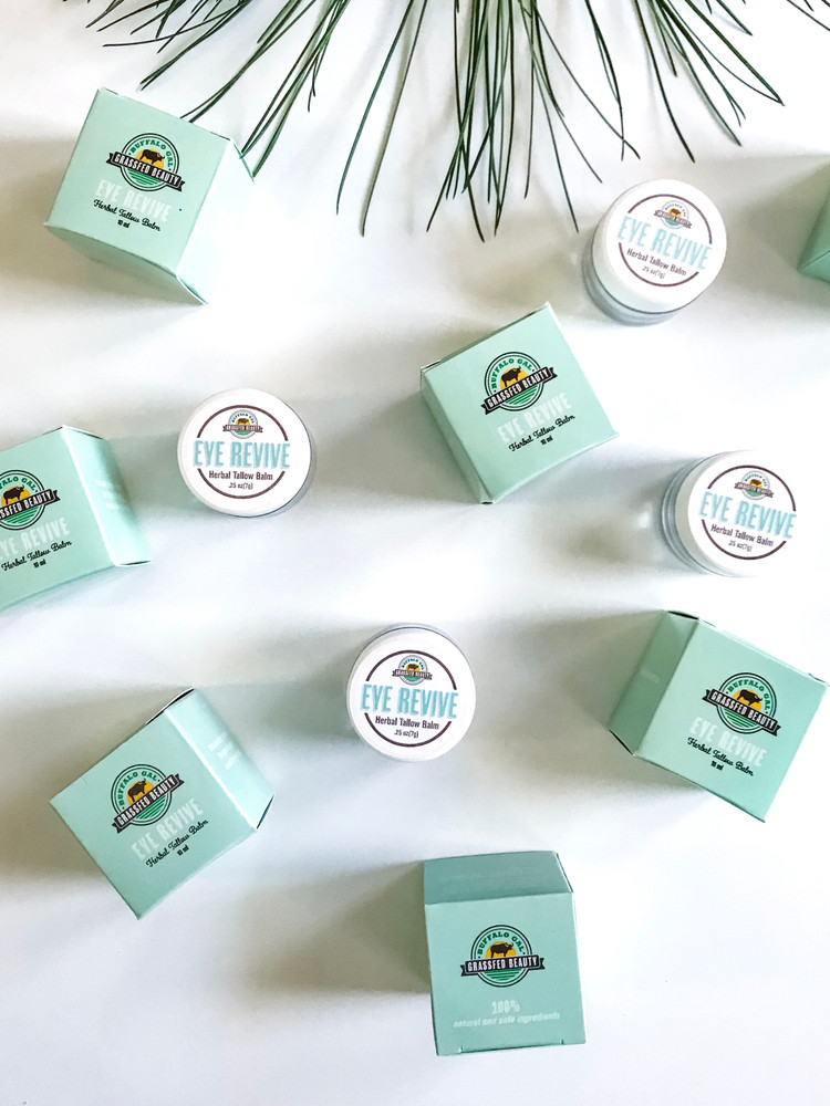 Eye Revive Tallow Balm for puffy and tired eyes - supports delicate skin around the eye area with caffeine and all natural ingredients.