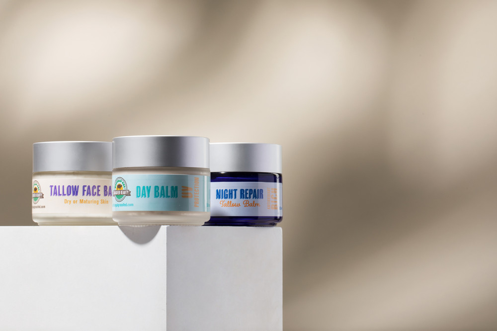 Day Balm with UV Protection - Tallow Balm sunscreen and moisturizer with zinc, emu, and ostrich oils.
